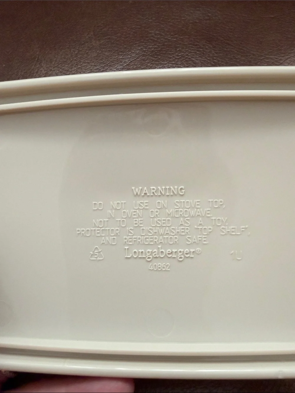 Longaberger Clear Storage Bin with Divider and Cream Lid